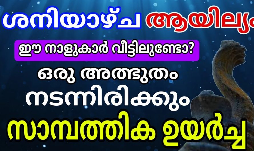 ശനിയാഴ്ച ആയില്യം , പ്രവചനം സത്യമാകും ഈ നാളുകാർ വീട്ടിലുണ്ടോ അത്ഭുതം സംഭവിക്കും