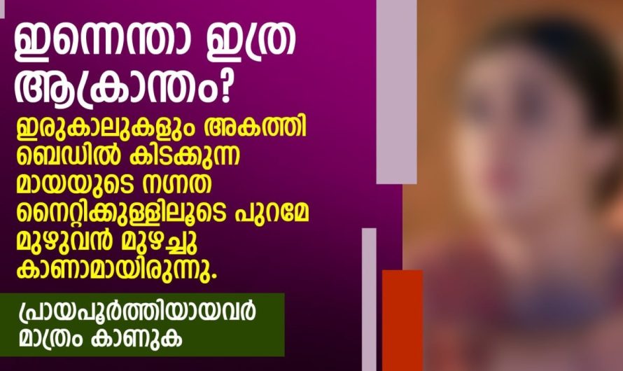 ഇന്നെന്താ ഇത്ര ആക്രാന്തം? ഇരുകാലുകളും അകത്തി ബെഡിൽ കിടക്കുന്ന മായയുടെ